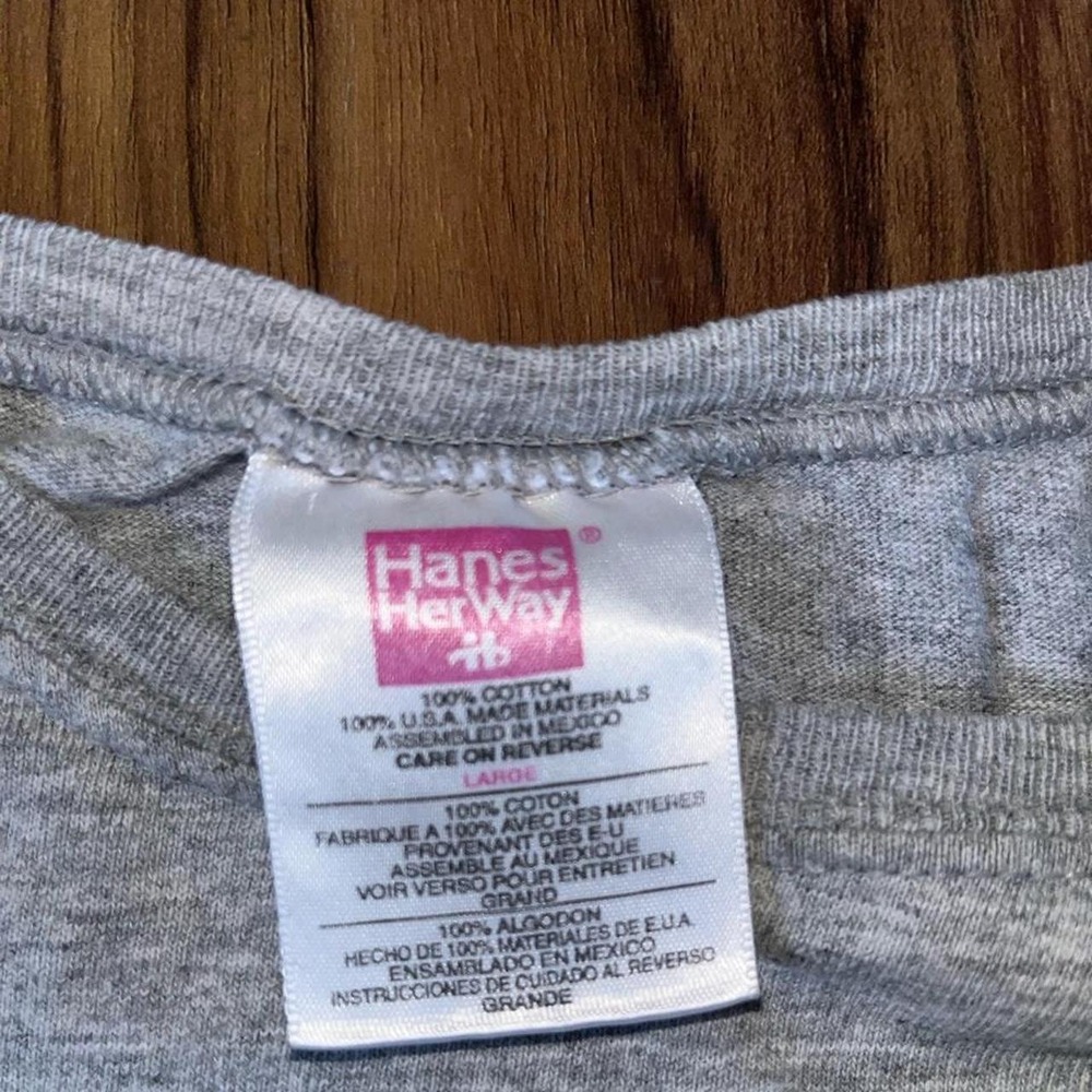 VTG single stitch Gray her way Hanes Heather cotton t-shirt with Worlds Best - Picture 3 of 4